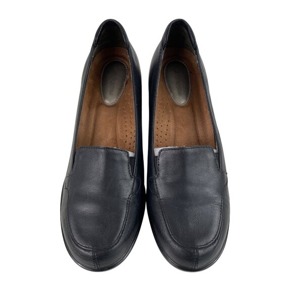 Hush Puppies Bebe Black Leather Block Heel Shoes Ladies Womens Size 9.5M - Picture 4 of 13